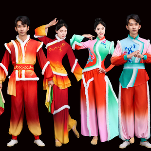 陕北榆林绥德秧歌表演服新款过大年男女腰鼓打鼓服伞舞扇子舞蹈服