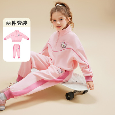 公主粉色卫衣卫裤套装小学生球服