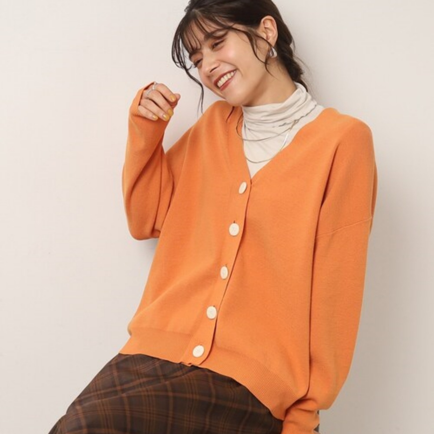 日单DRESKIP小V领针织开衫