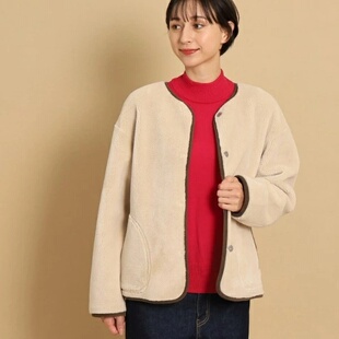 圆领百搭保暖仿羊羔绒夹克外套 双面穿开衫 日单Dessin原单冬季 女款