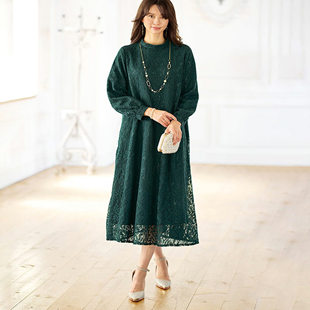 洋气连衣裙 蕾丝刺绣显瘦遮肚时尚 日单原单2025新款 女士初秋新款