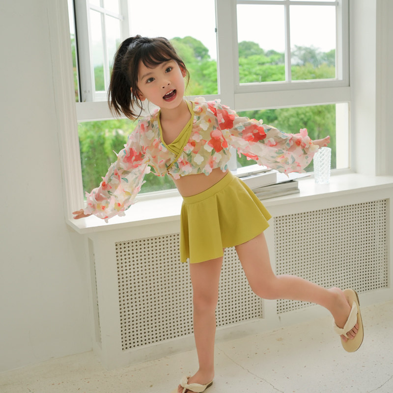 女宝泳衣儿童比基尼花仙子分体公主裙式温泉泳装幼儿园走秀2-12岁