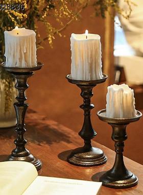 X北欧复古做旧铸铁高脚烛