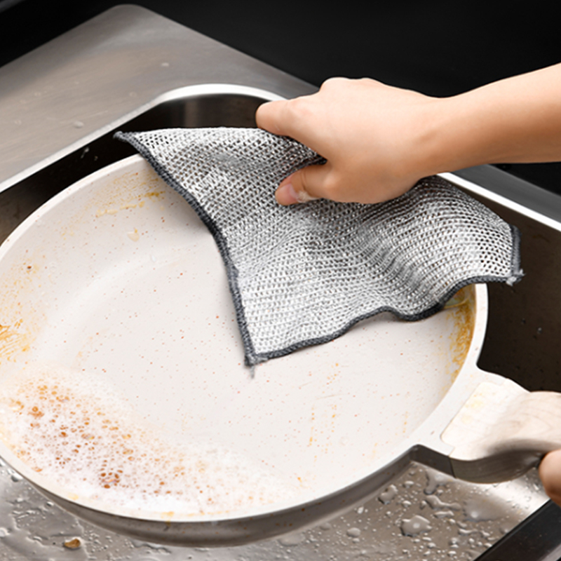金属丝网格抹布双面钢丝洗碗布不沾油易清洗抹布吃饭洗锅强力耐用
