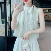 显瘦无袖 复古气质名媛高级感碎花吊带背心女修身 上衣 法式 2026新款