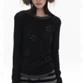 女秋冬季 2025新法式 复古气质名媛高级感小众设计感重工钉钻针织衫