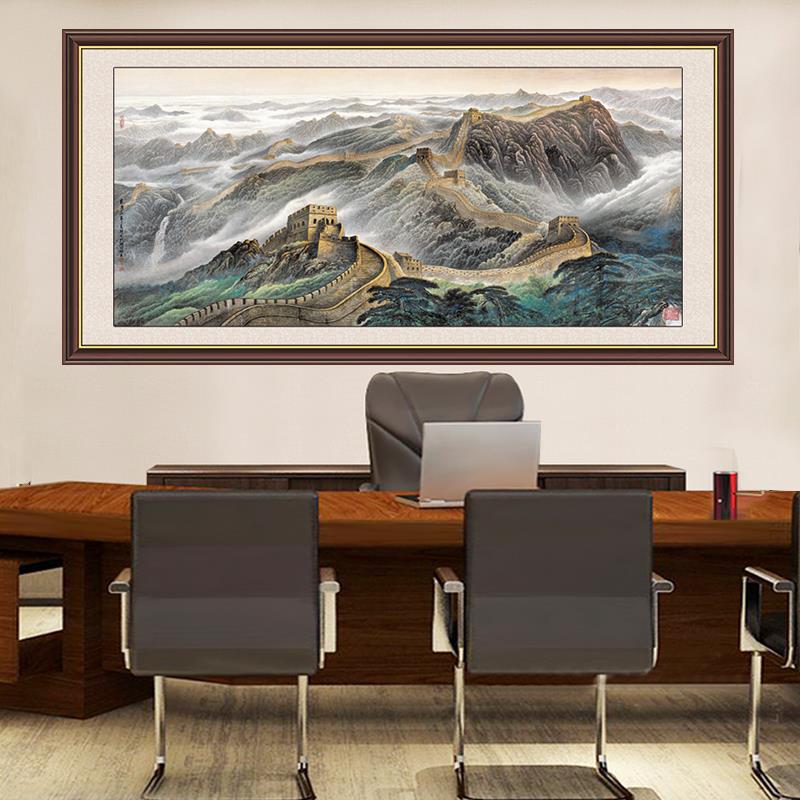壁画万里长城自粘墙沙发装饰画粘贴自客厅画3D立体山水画新款贴画