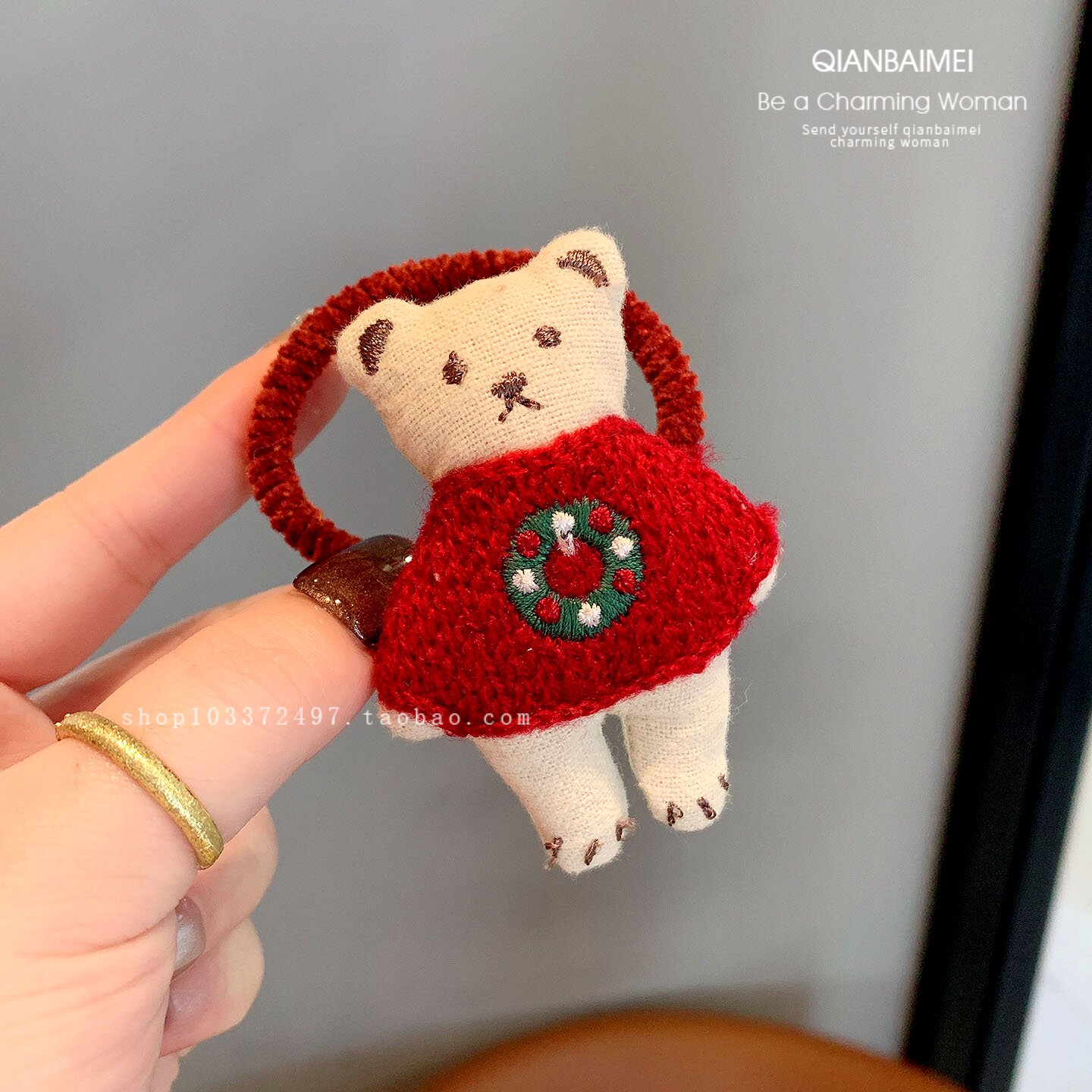 女童发绳甜美韩系针织小熊橡皮筋发圈女扎发马尾头圈圣诞发饰套圈