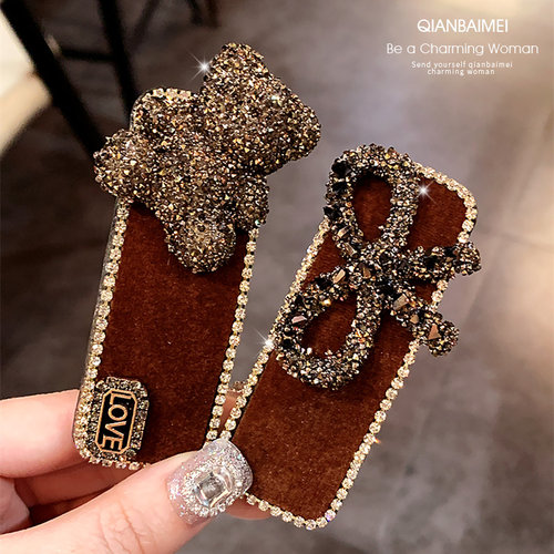 美拉德高级感小熊蝴蝶结发夹时尚