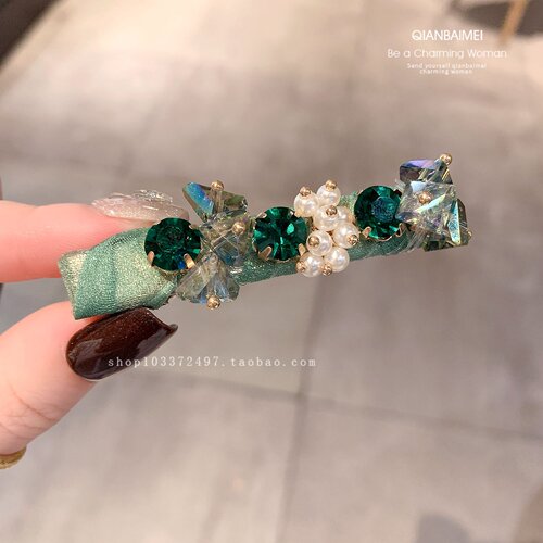 东大门高级感重工水晶发夹复古碎发鸭嘴夹头饰秋冬新款侧边刘海夹
