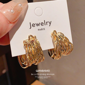 重工绕线金属感小众设计感高级小众设计感显脸耳圈港风独特耳钉