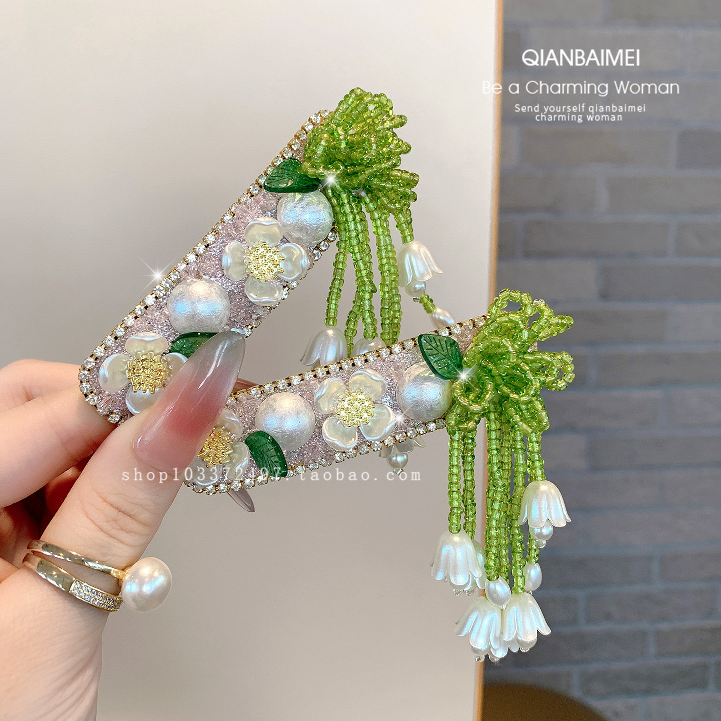 发夹女串珠流苏铃兰花边夹森系氛围感掰掰夹发饰花朵镶钻刘海发饰