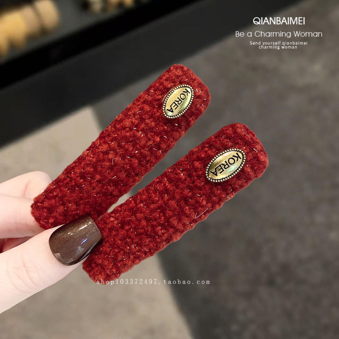 红色发夹女过年头饰毛线针织掰掰夹甜美高端复古刘海侧边家碎发卡,饰品/流行首饰/时尚饰品新,发饰,淘宝优惠券,粉丝福利购,淘宝优惠卷