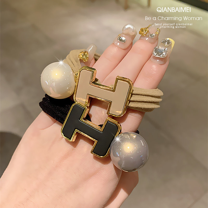 简约珍珠字母发圈高级感扎马尾头绳耐用不伤发橡皮筋百搭发绳皮圈,饰品/流行首饰/时尚饰品新,发饰,淘宝优惠券,粉丝福利购,淘宝优惠卷