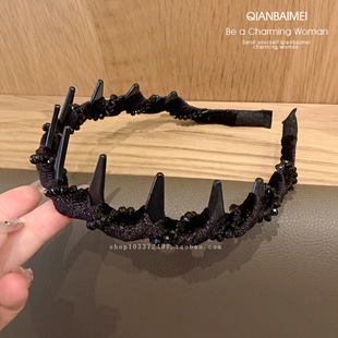 优雅水晶水钻缠绕发箍女带齿梳防滑高级感不勒发卡蓬松高颅顶神器