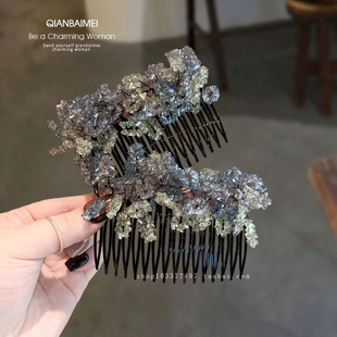 重工满天星水晶倒插梳发夹女款 轻奢刘海夹盘头发碎发卡2026年新款