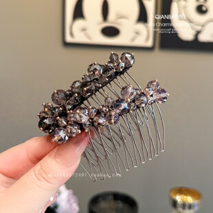 气质百搭防滑带齿碎发整理头饰发饰 轻奢重工水晶发梳插梳发夹女款