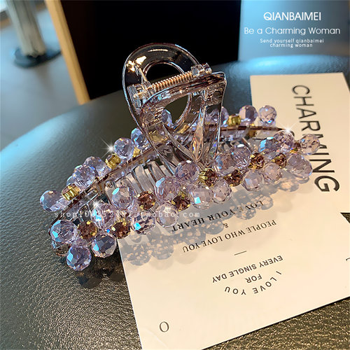 优雅重工水晶满钻发夹大号鲨鱼夹