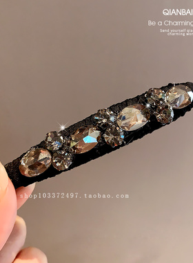 东大门复古闪钻黑色发夹女刘海侧边夹子头饰2025年新款高端掰掰夹