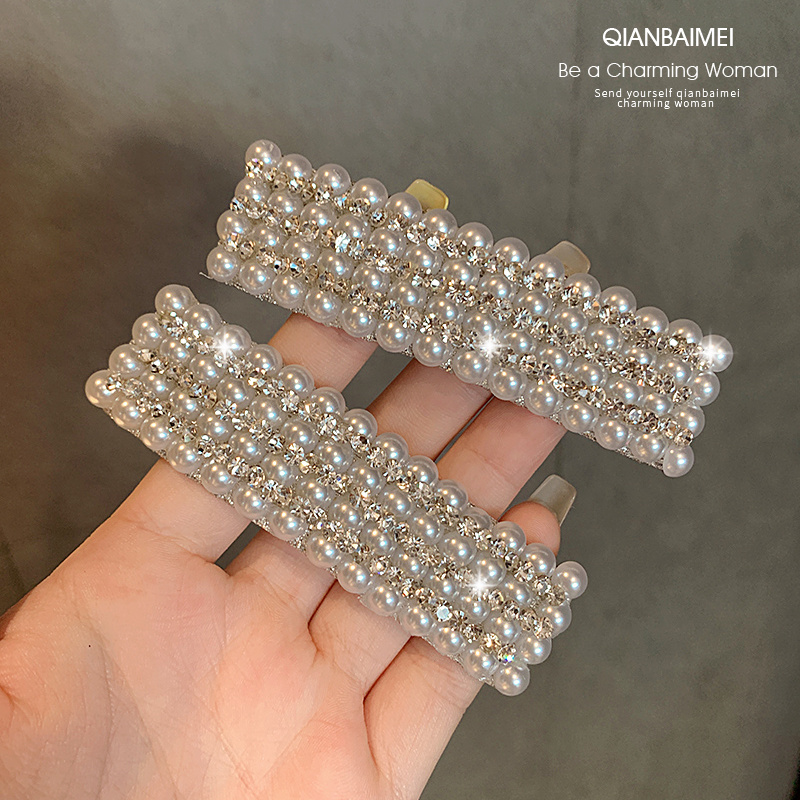 韩国东大门珍珠发夹网红时尚气质