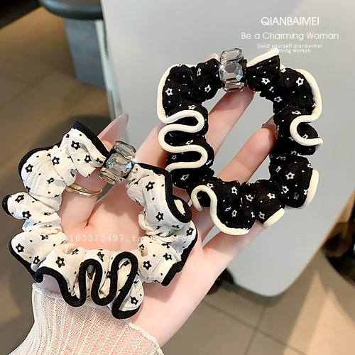 甜美印花发圈女高弹力小肠圈可爱小碎花扎头发皮筋百搭高级感头饰