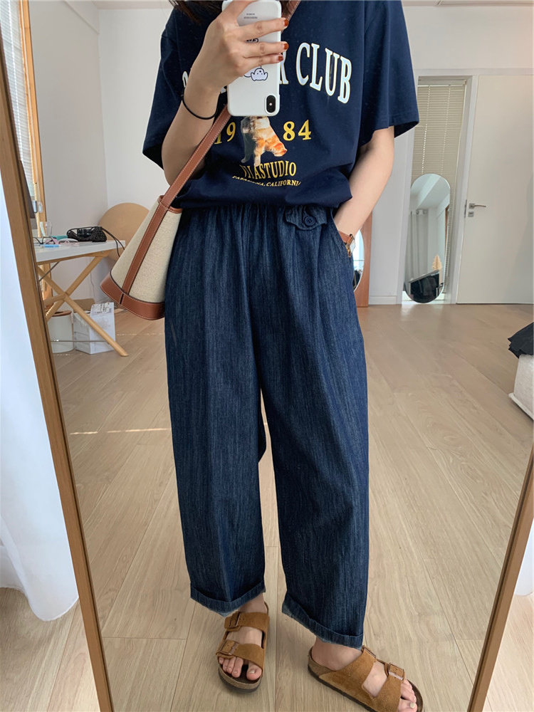 富尔大码定制女装肥妹妹mm复古牛仔阔腿秋高腰宽松显瘦休闲九分裤,女装/女士精品,大码裤装,淘宝优惠券,粉丝福利购,淘宝优惠卷