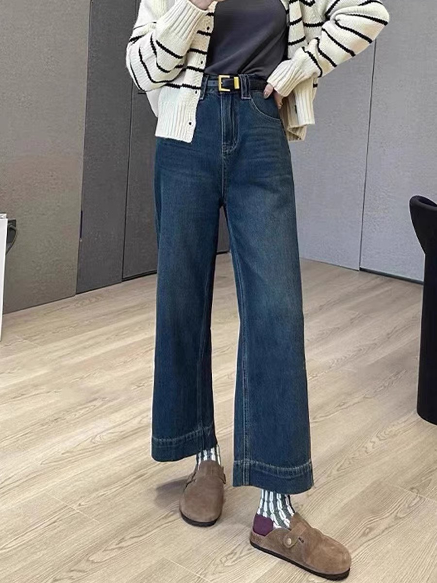 大码女装复古牛仔宽松显瘦九分裤