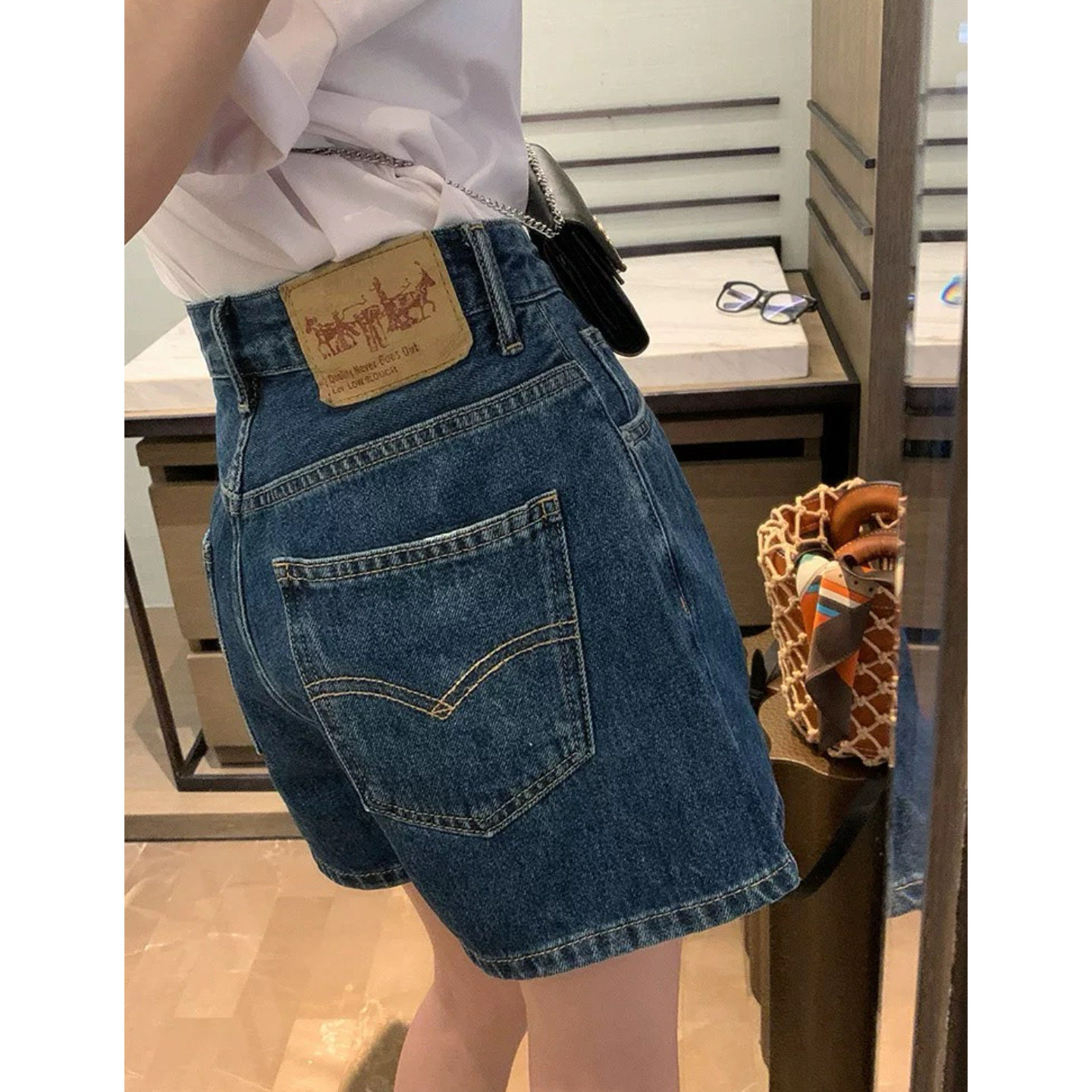 富尔大码定制女装微胖mm蓝色牛仔短裤夏高腰宽松显瘦A字阔腿热裤,女装/女士精品,大码裤装,淘宝优惠券,粉丝福利购,淘宝优惠卷