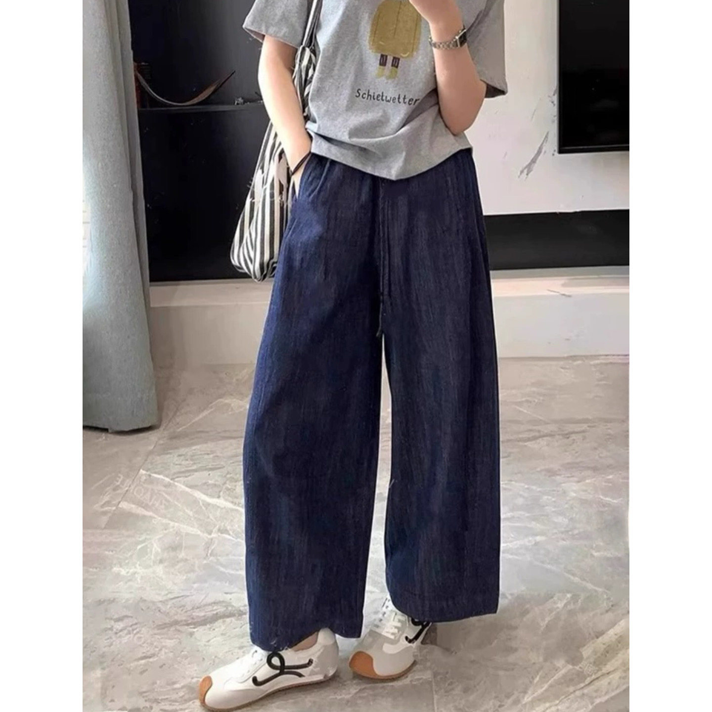 富尔大码定制女装肥妹妹mm慵懒阔腿牛仔秋高腰宽松显瘦遮胯九分裤,女装/女士精品,大码裤装,淘宝优惠券,粉丝福利购,淘宝优惠卷