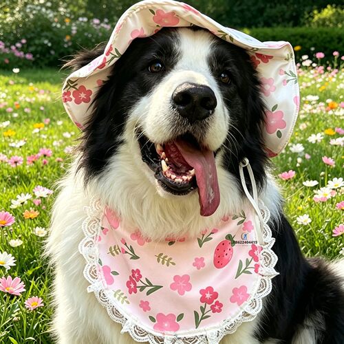 边牧专用狗狗帽子大型犬宠物狗露耳朵遮阳帽狗耳小狗装饰围脖拍照