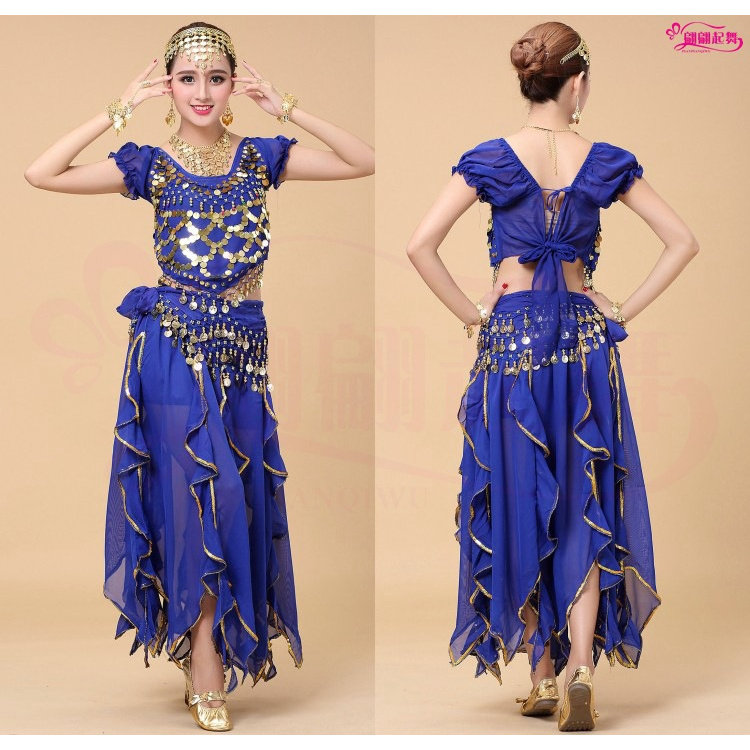 肚皮舞服装印度舞蹈演出练习短袖裙子套装新款肚皮舞舞台表演套装