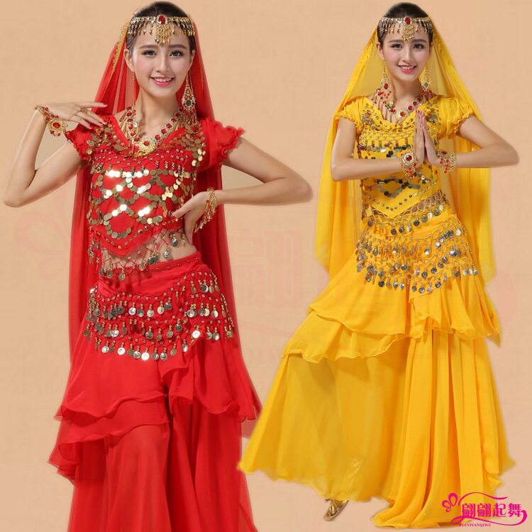 成人肚皮舞套装新款印度舞蹈演出服短袖蛋糕裙子练习服装