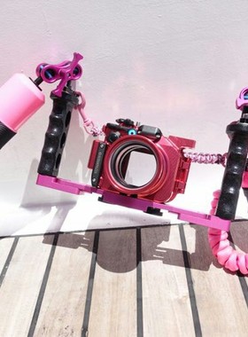 bubblescuba高颜值铝合金潜水摄影粉红色双握把浮力臂套装