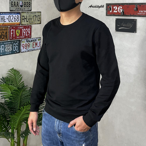 秋季男士套头长袖休闲纯色圆领简约舒适净版上衣宽松舒适卫衣爆款