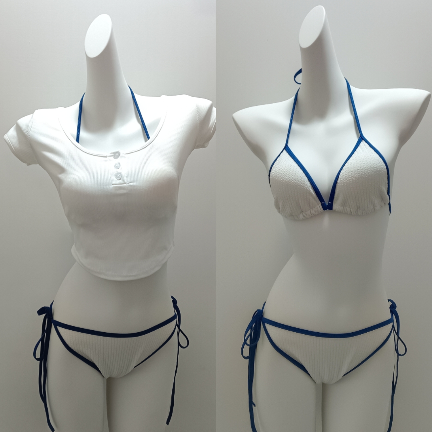 2025新款绑带比基尼三件套分体泳衣女长袖网纱罩衫性感泳装显瘦