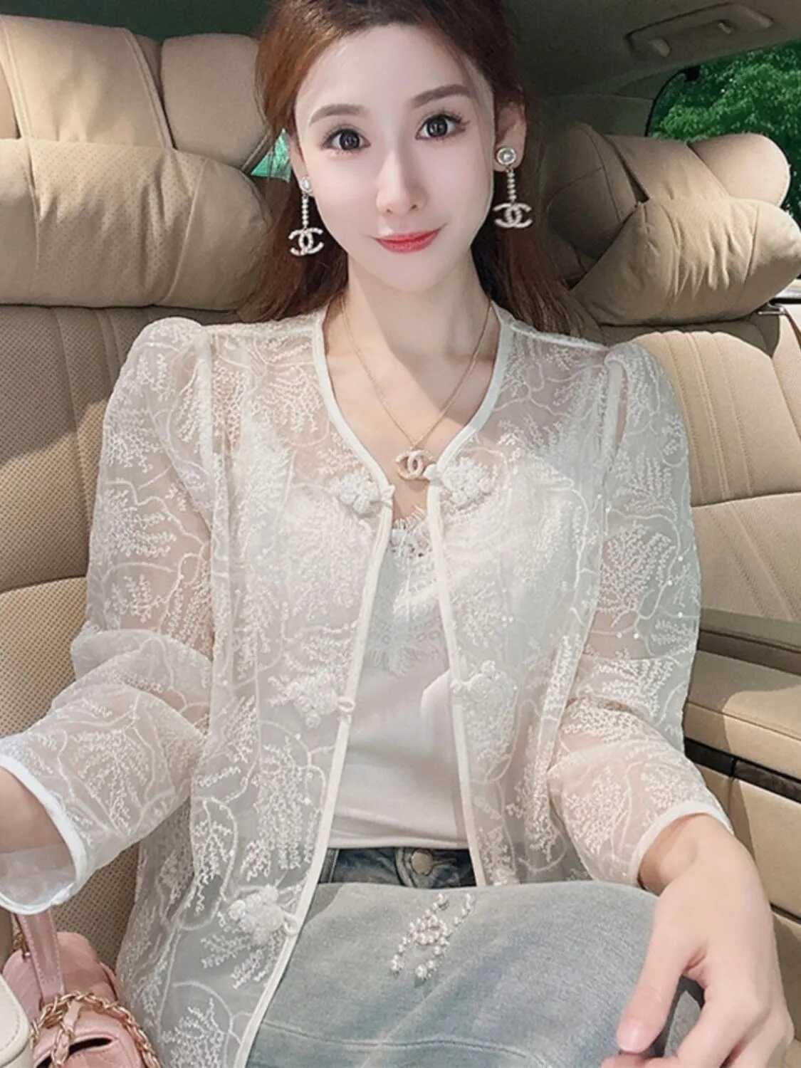 镂空别致禅意蕾丝防晒开衫复古