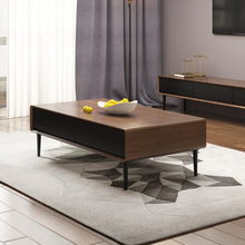 现代简约茶几 北欧客厅大小户型轻奢极简家用胡桃色实木多层茶桌