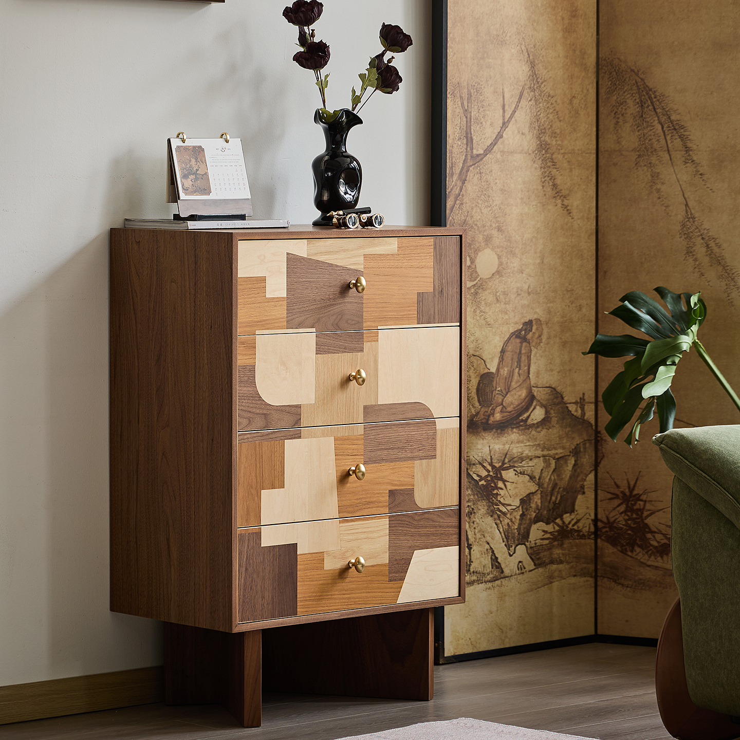 实木斗柜中古风核桃木四六斗柜