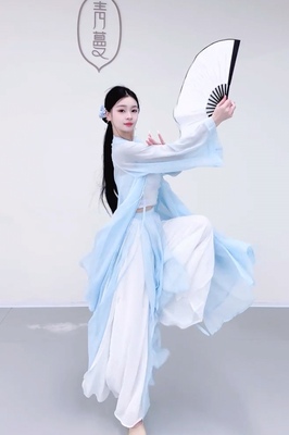 新款古典舞舞蹈服古风爵士纱衣外披套装仙气飘逸显瘦练功服演出服