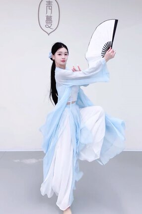 新款古典舞舞蹈服古风爵士纱衣外披套装仙气飘逸显瘦练功服演出服