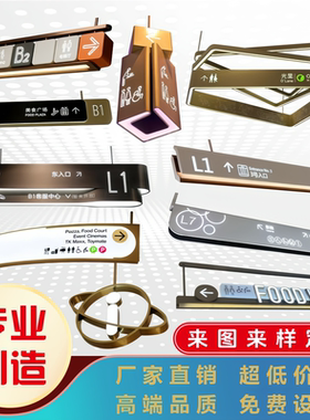 商场收银台吊牌灯箱指示牌超市洗手间LED镂空悬挂发光导视牌定制