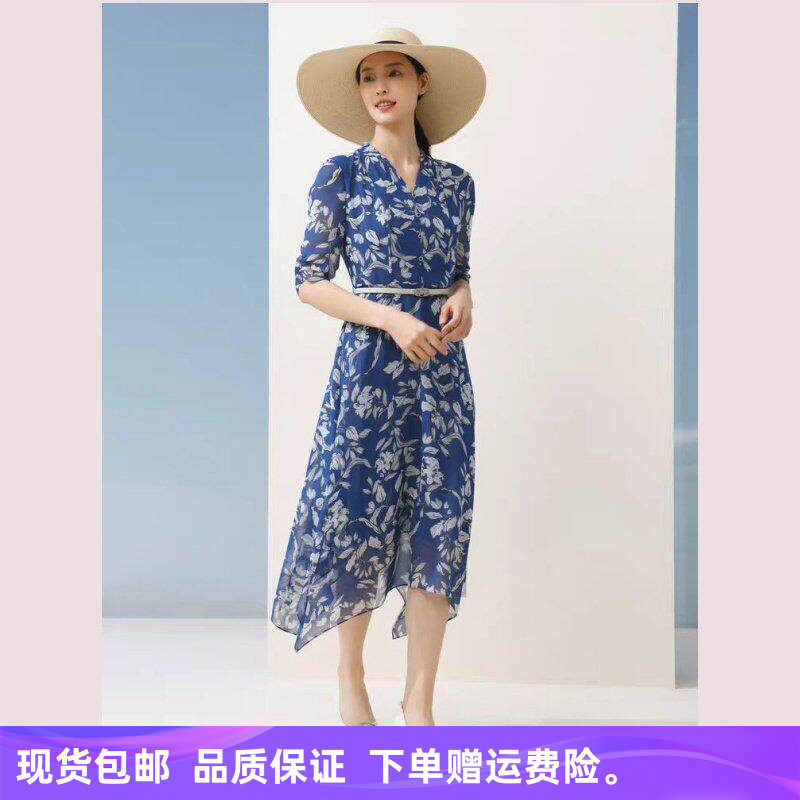 娜家商场同款2025夏季新款时尚印花连衣裙（配腰带）NF08691N5