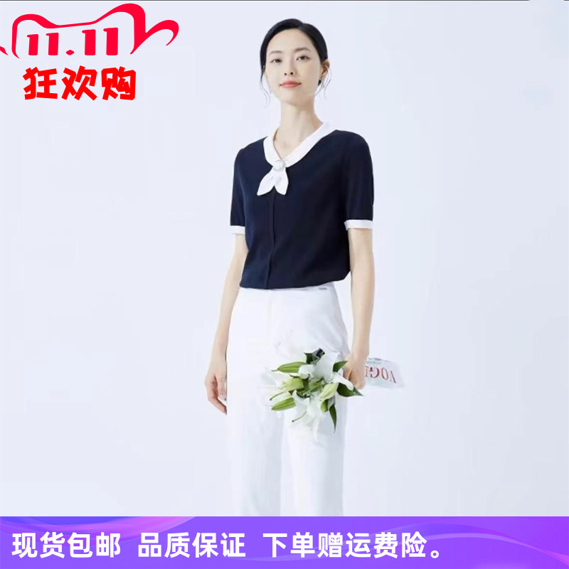 娜家2024夏季新款商场同款简约减龄显瘦针织衫短袖上衣NZ02827M4