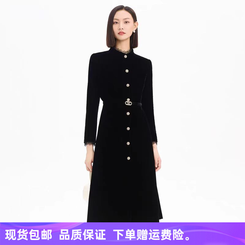 2025秋季商场同款时尚气质显瘦花边领连衣裙（配腰带）NF10381W0