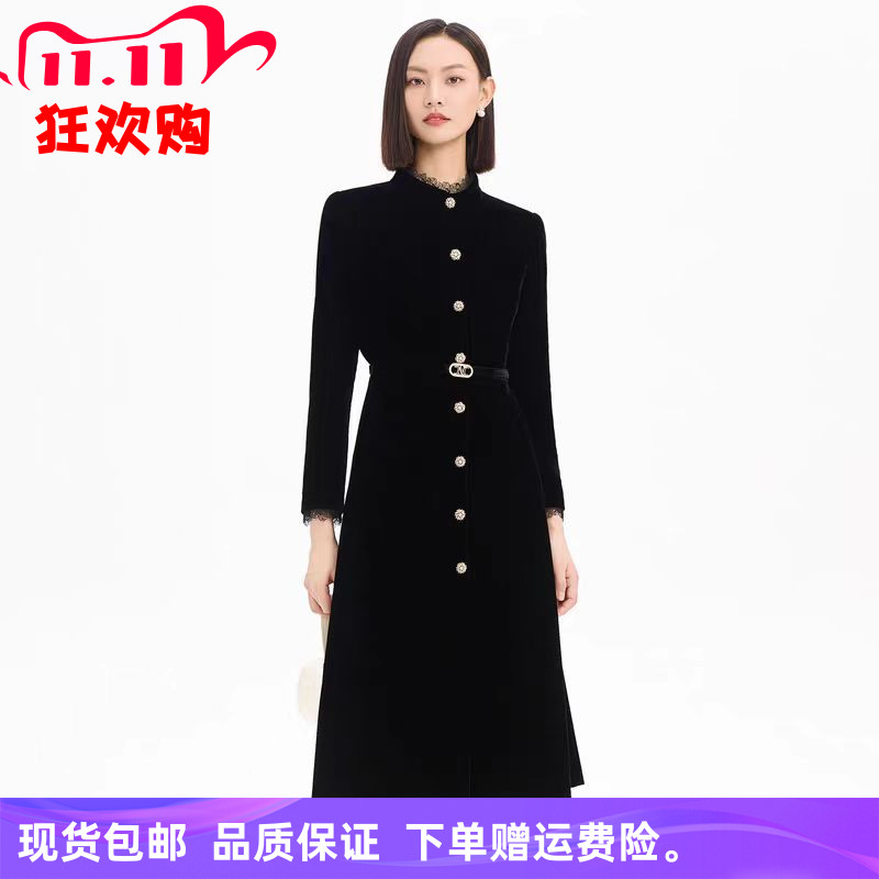 2025秋季商场同款时尚气质显瘦花边领连衣裙（配腰带）NF10381W0