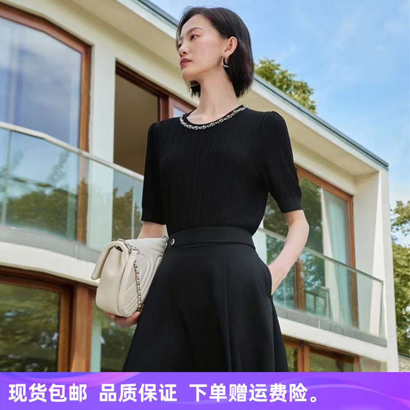 【璀璨星辰】2025年夏季新品专柜同款时尚简约百搭气质圆领针织衫