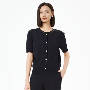 2025新品商场同款简约时尚圆领钉珠百搭针织衫套头上衣NZ04948Q7