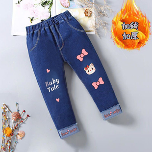 冬季 儿童棉裤 新款 加绒裤 外穿 女童裤 女宝宝保暖裤 子加绒加厚牛仔裤