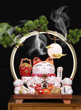 创意招财猫摆件自动摇手开业前台