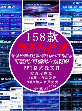 高端商务互联网工作汇报蓝色科技感年会议培训新品发布会PPT模板
